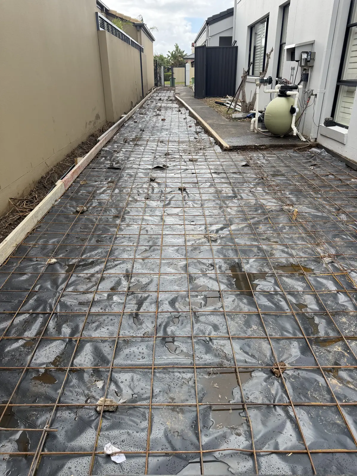 Long side path meshed and ready for concrete